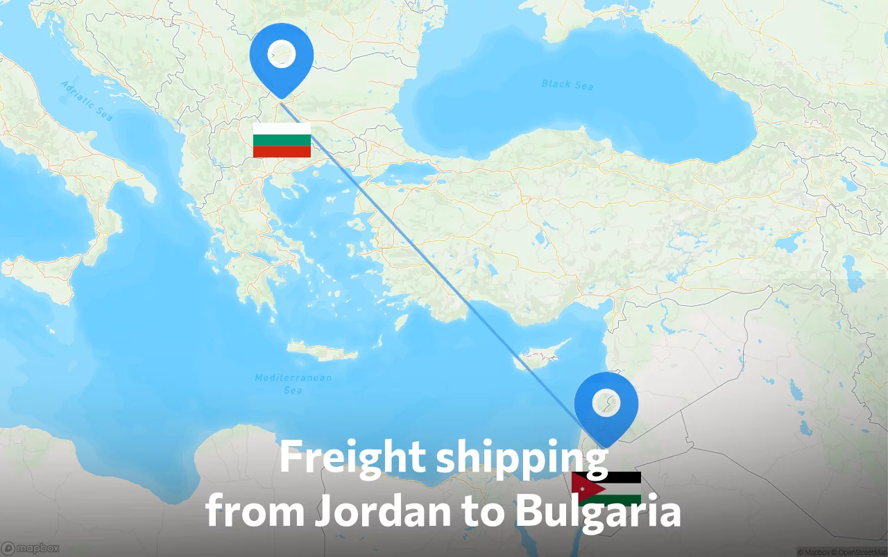 Shipping route from Jordan to Bulgaria
