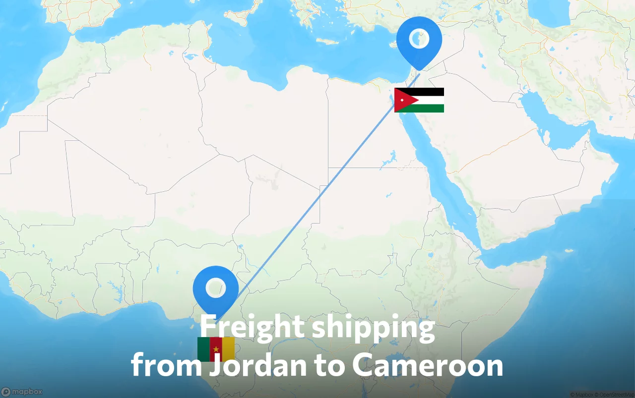 Shipping route from Jordan to Cameroon