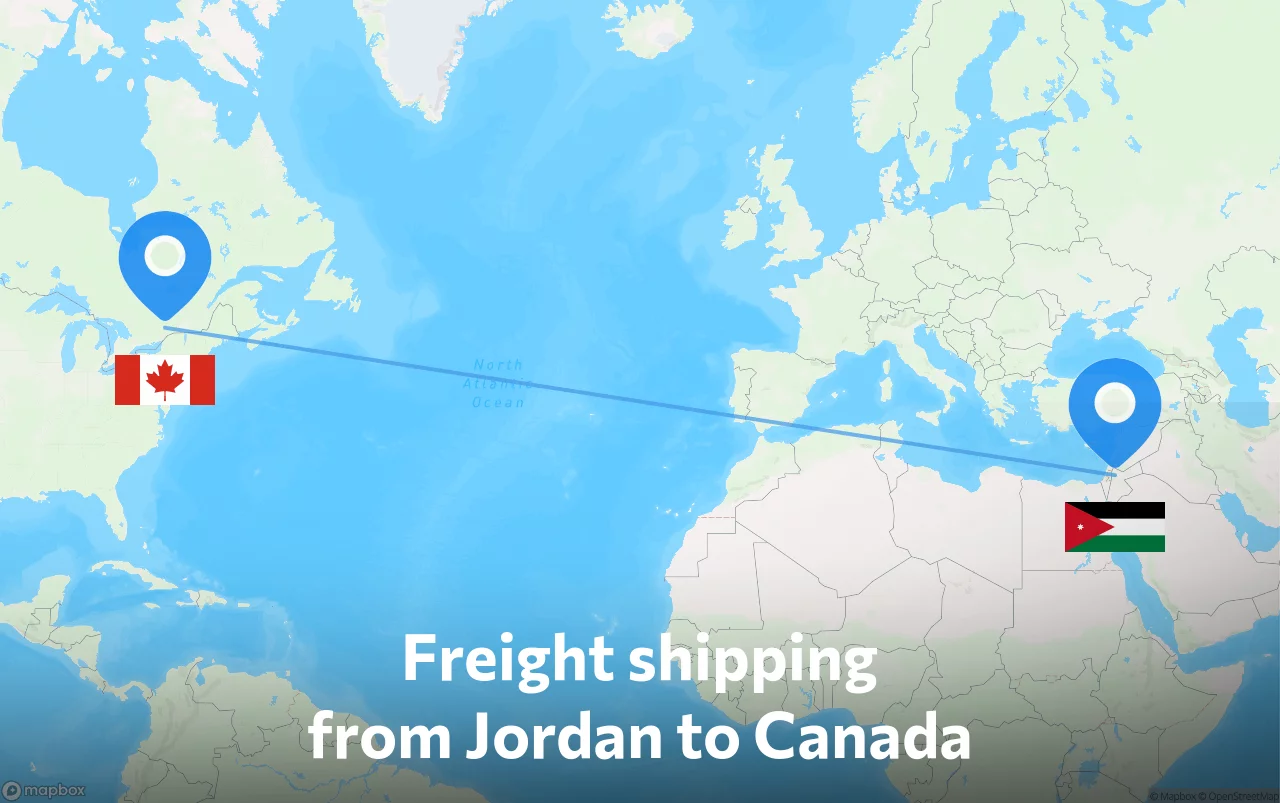 Shipping route from Jordan to Canada