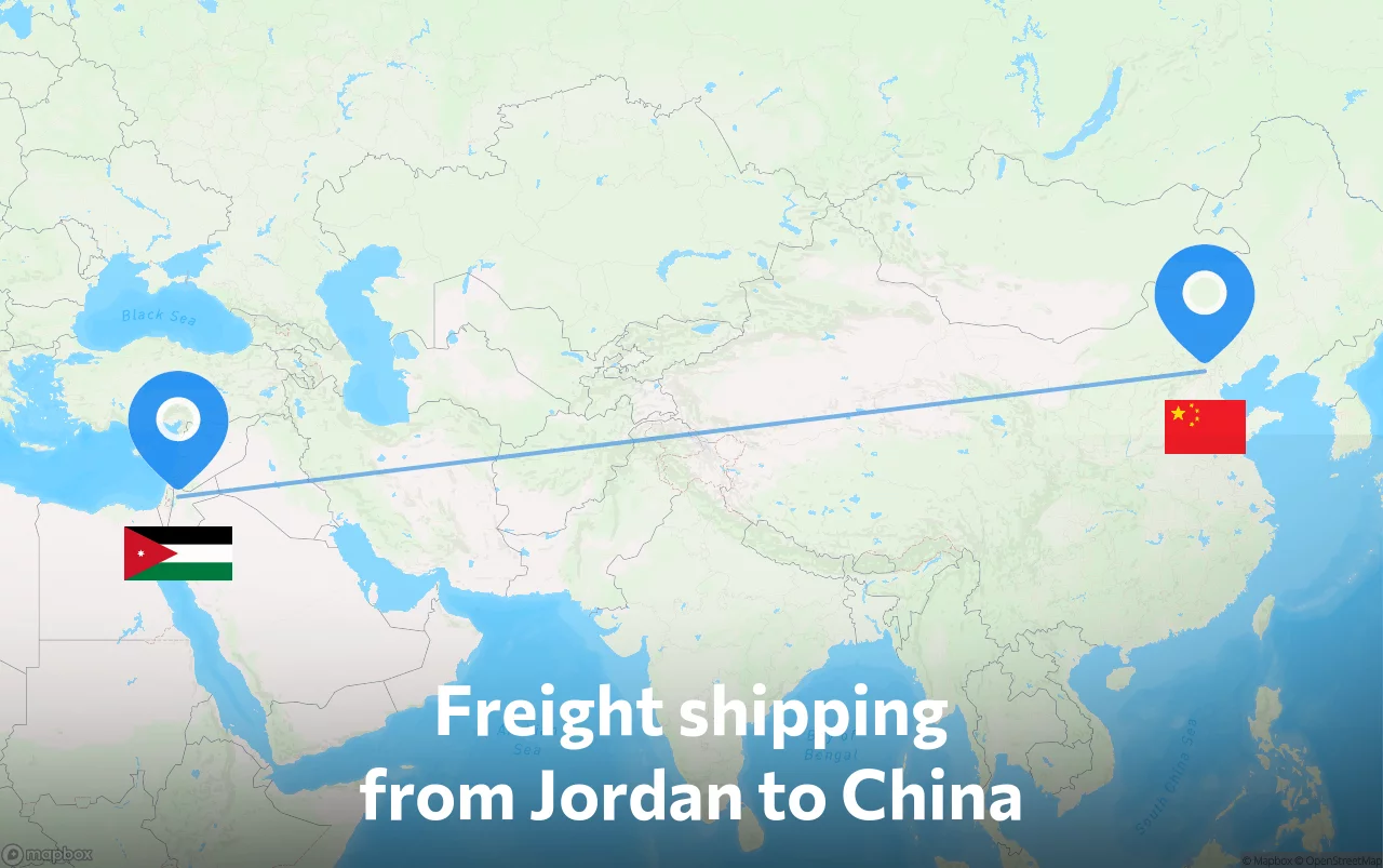 Shipping route from Jordan to China