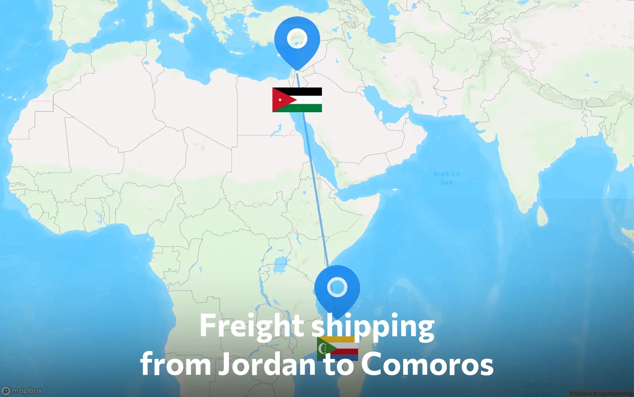 Shipping route from Jordan to Comoros