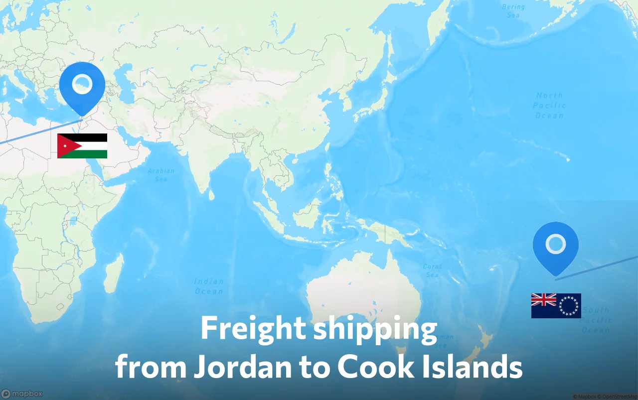 Shipping route from Jordan to Cook Islands