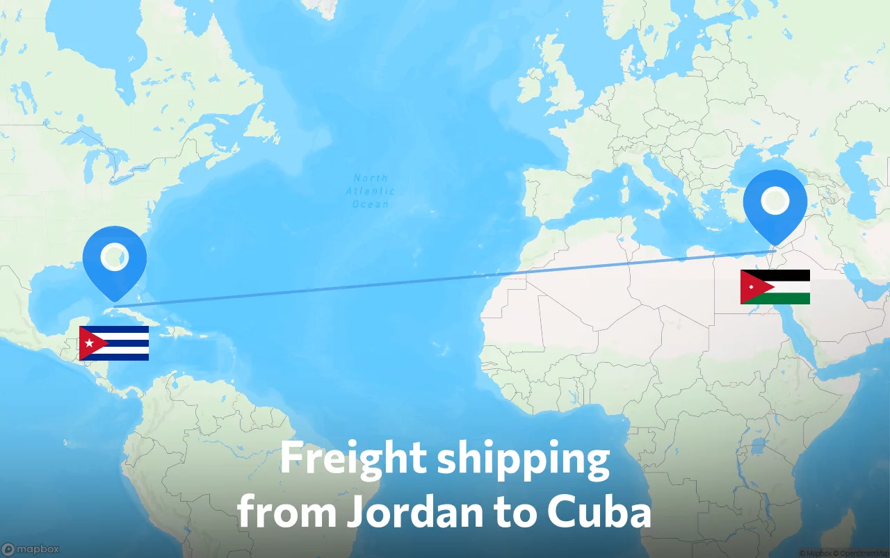 Shipping route from Jordan to Cuba