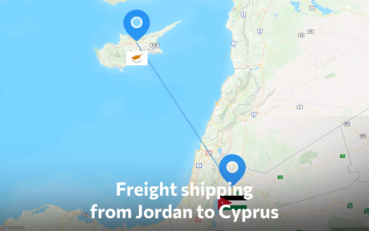 Shipping route from Jordan to Cyprus