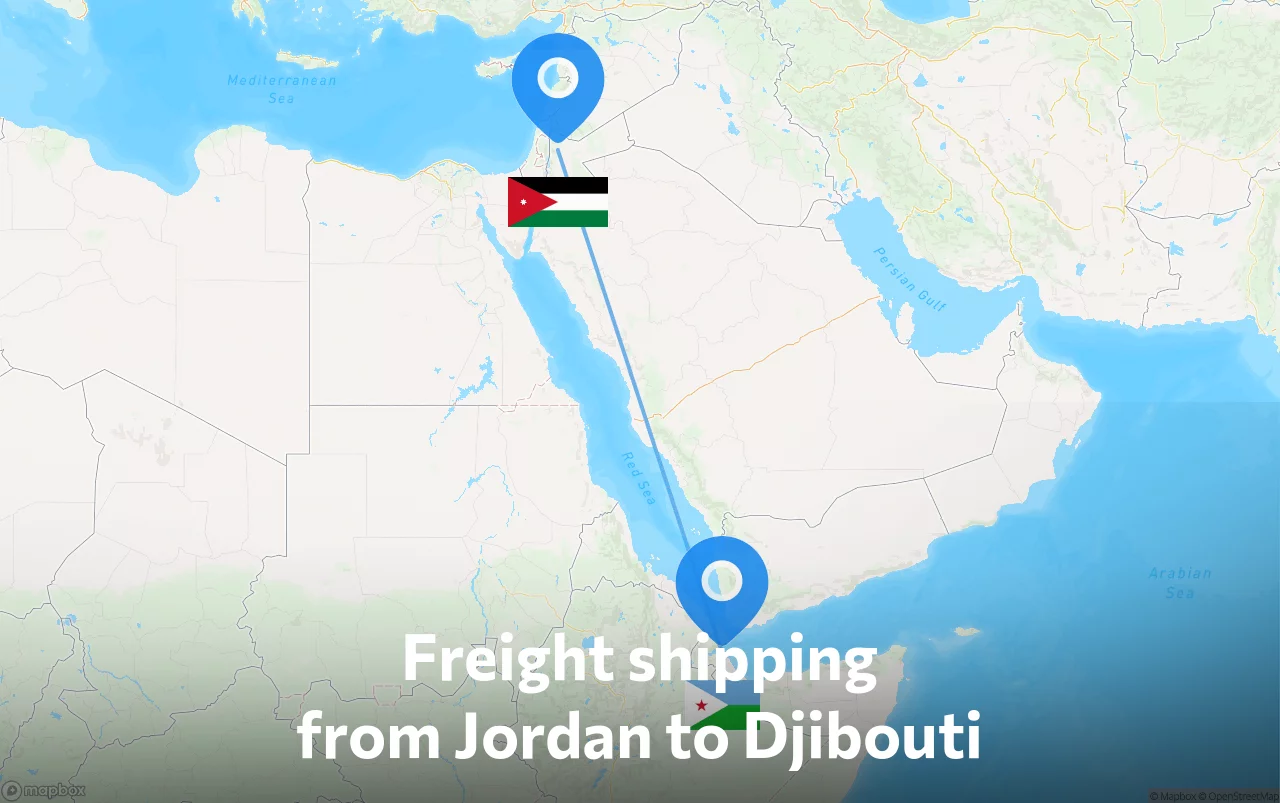 Shipping route from Jordan to Djibouti