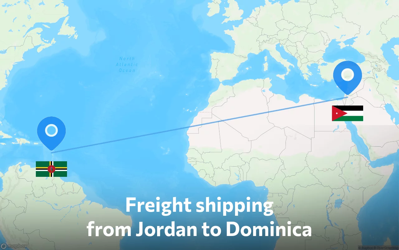 Shipping route from Jordan to Dominica