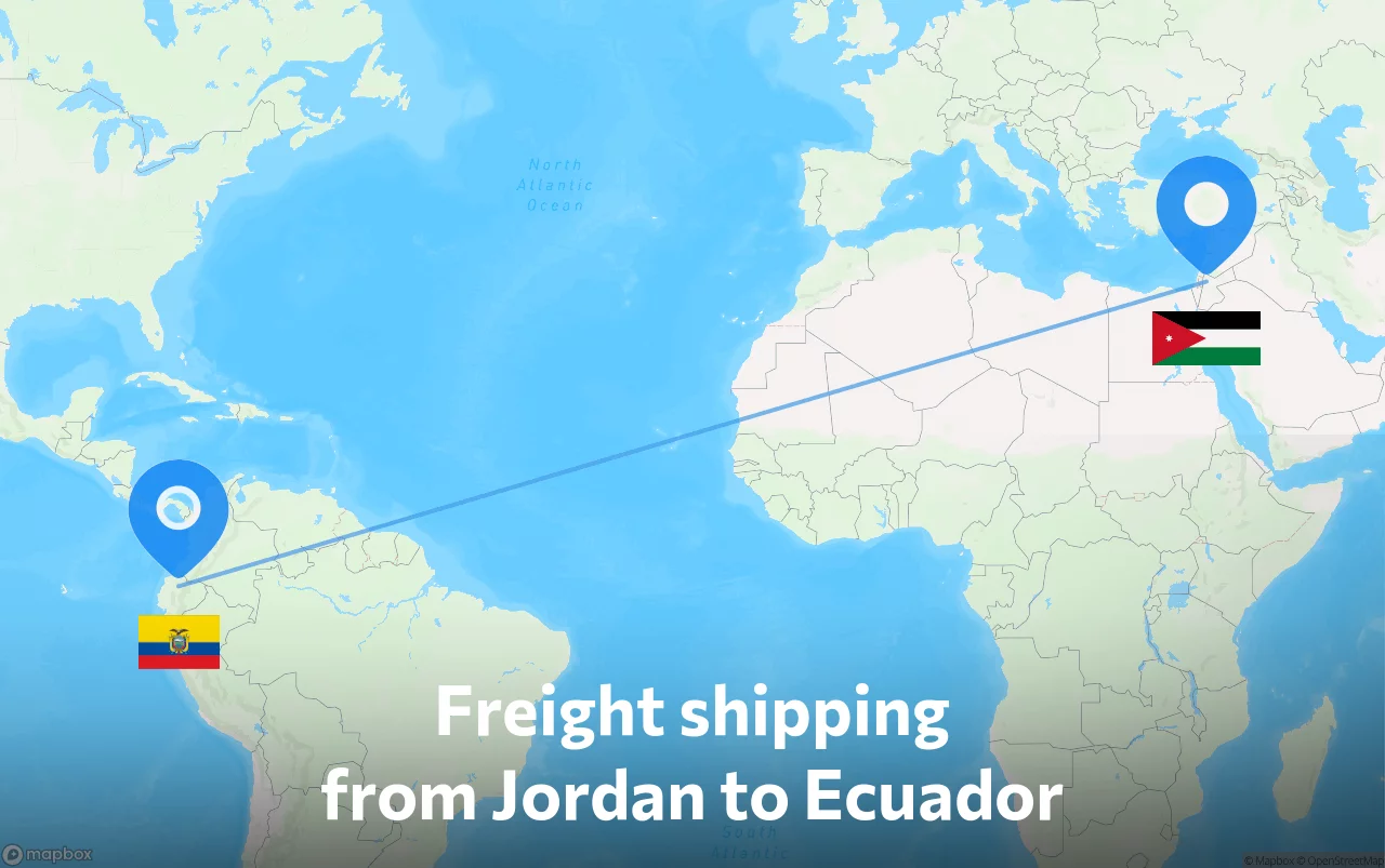 Shipping route from Jordan to Ecuador