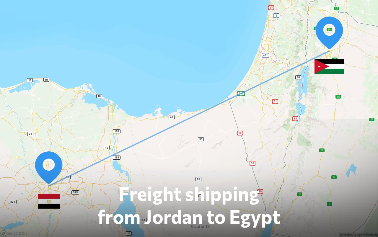 Shipping route from Jordan to Egypt