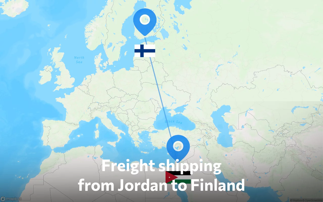 Shipping route from Jordan to Finland