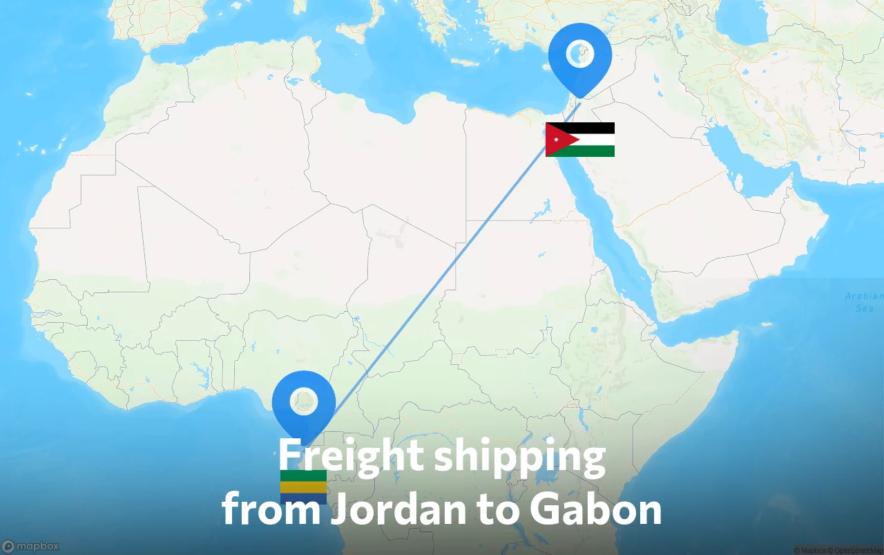 Shipping route from Jordan to Gabon