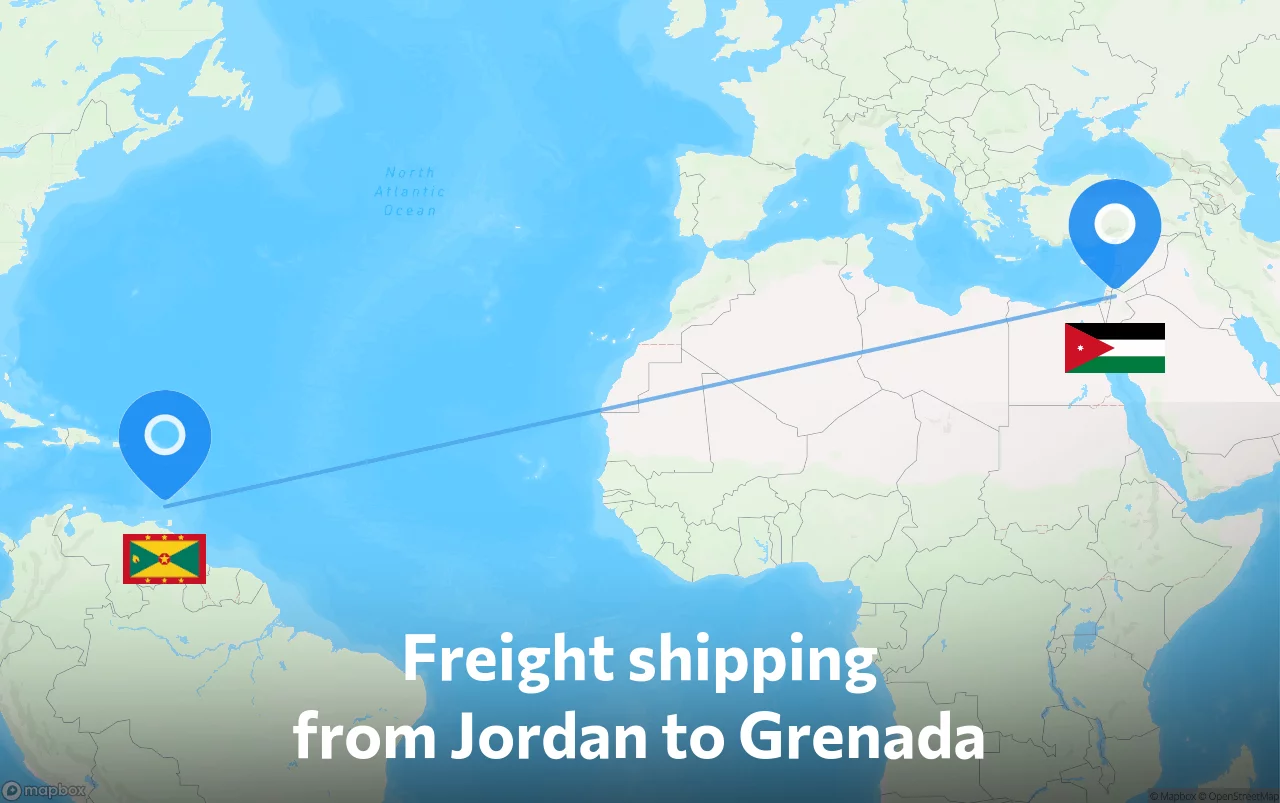 Shipping route from Jordan to Grenada