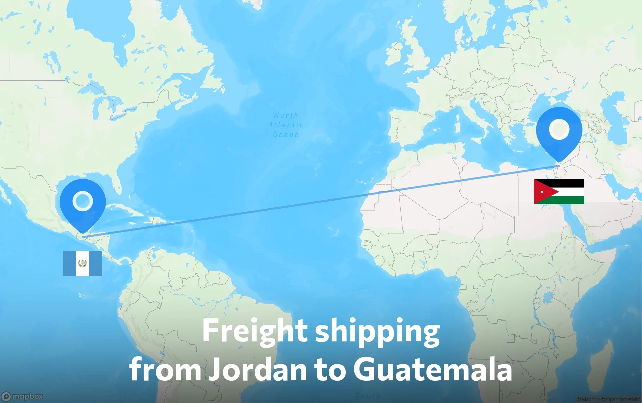 Shipping route from Jordan to Guatemala