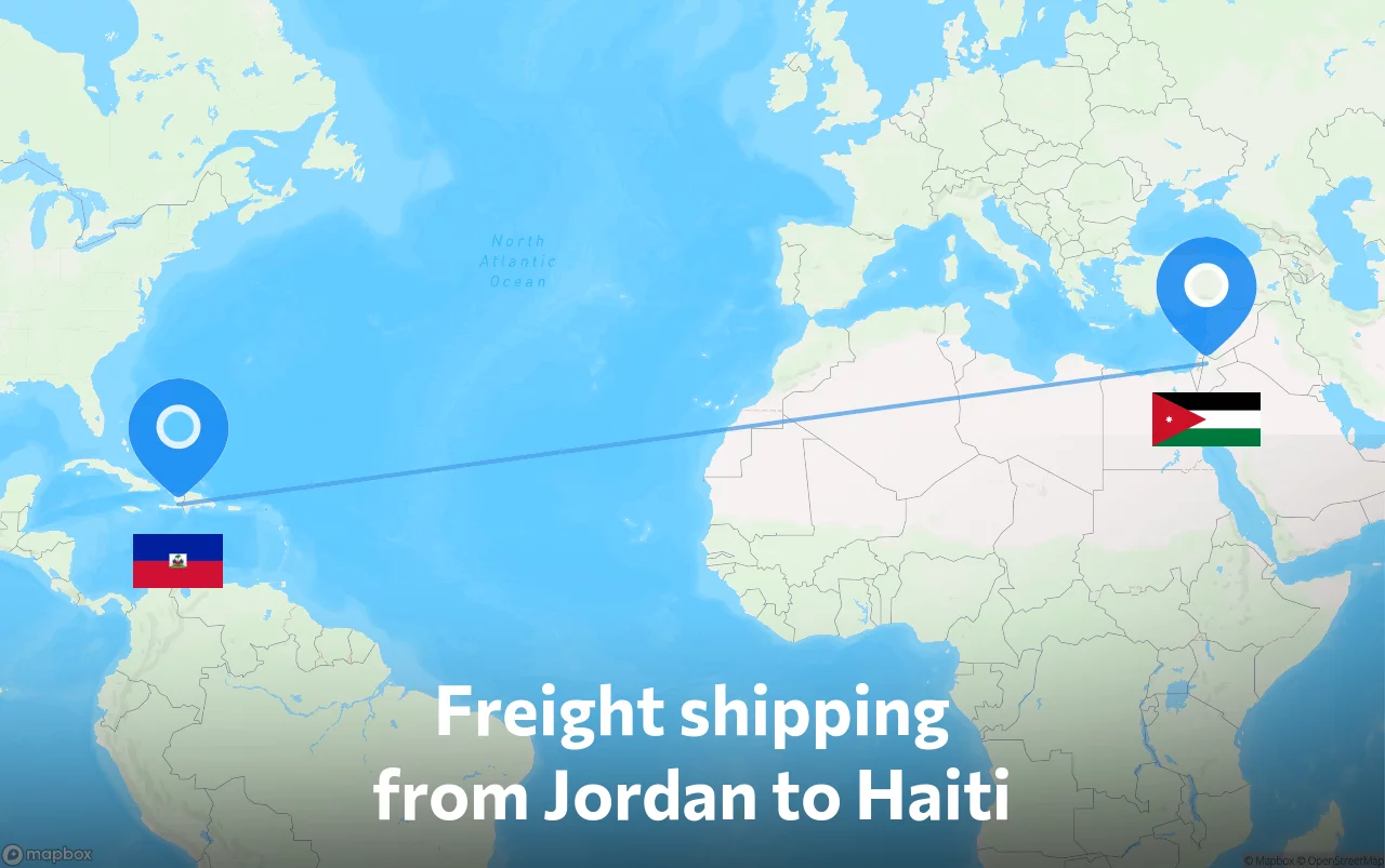 Shipping route from Jordan to Haiti