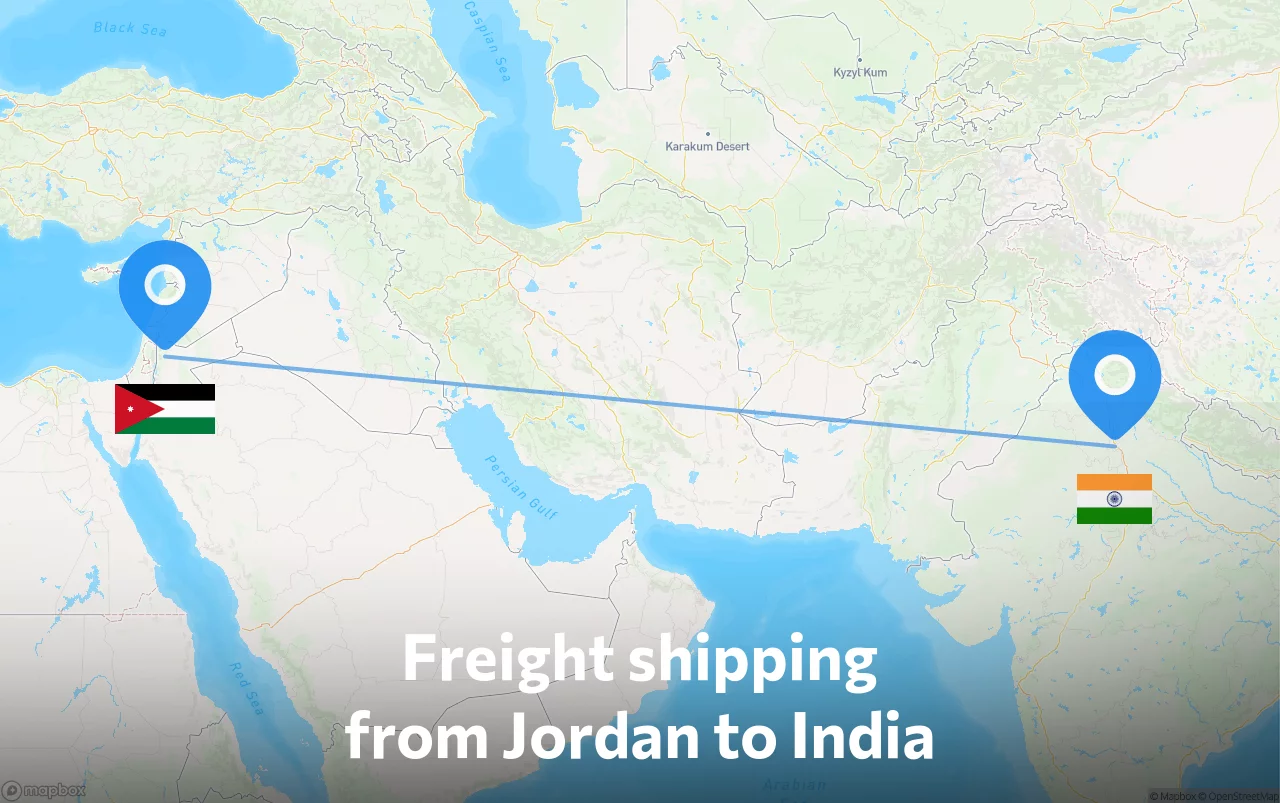 Shipping route from Jordan to India