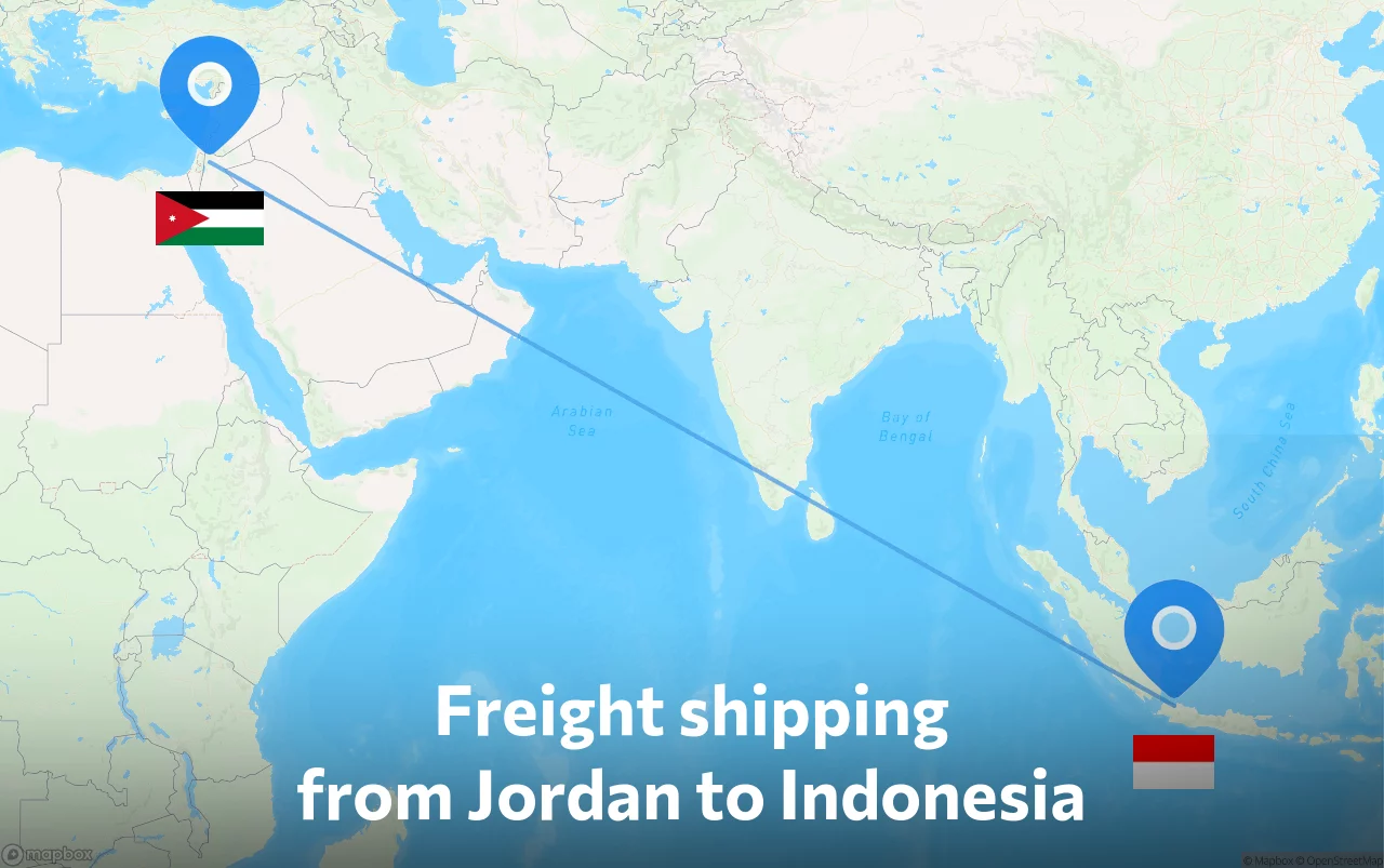 Shipping route from Jordan to Indonesia