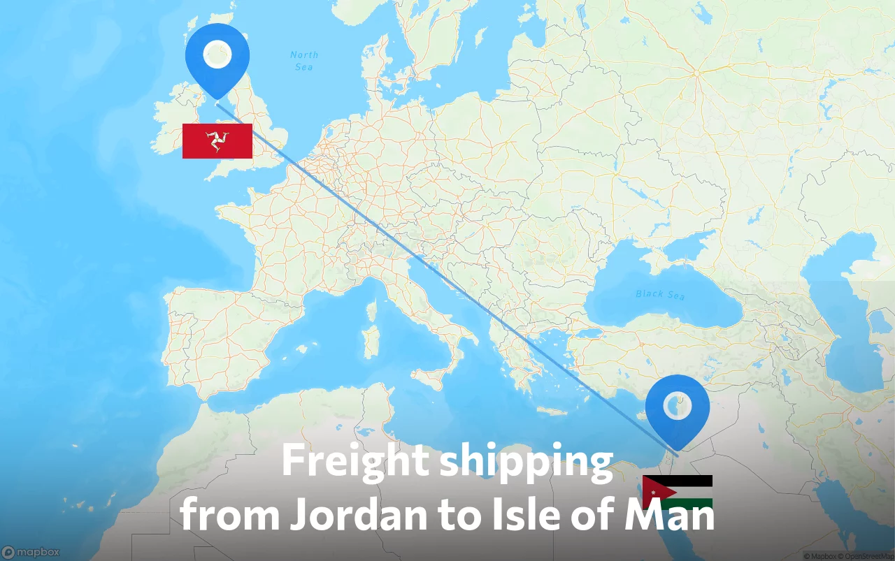 Shipping route from Jordan to Isle of Man