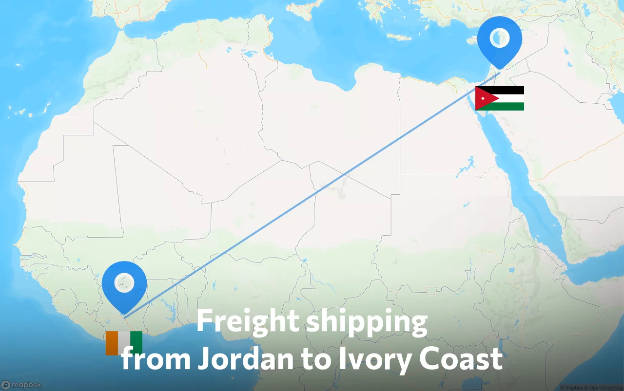 Shipping route from Jordan to Ivory Coast