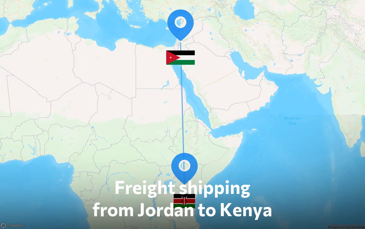 Shipping route from Jordan to Kenya