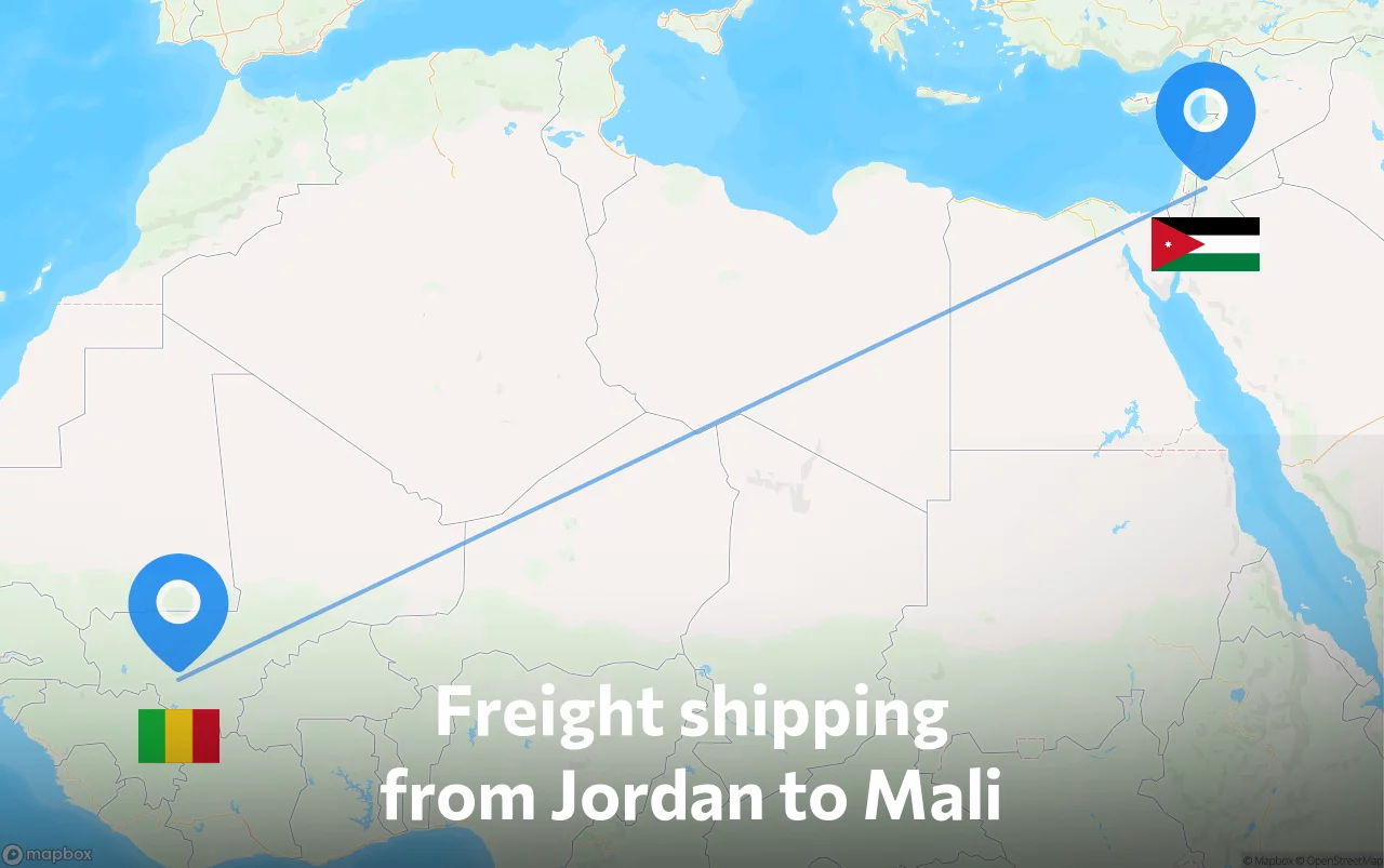Shipping route from Jordan to Mali
