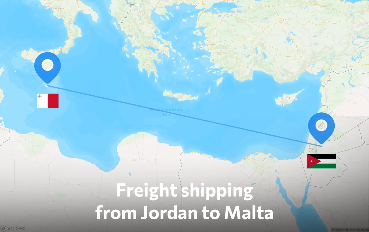 Shipping route from Jordan to Malta