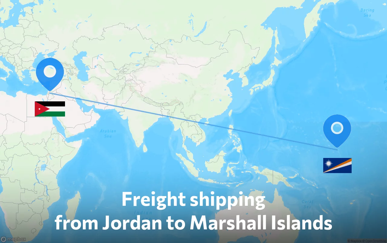 Shipping route from Jordan to Marshall Islands