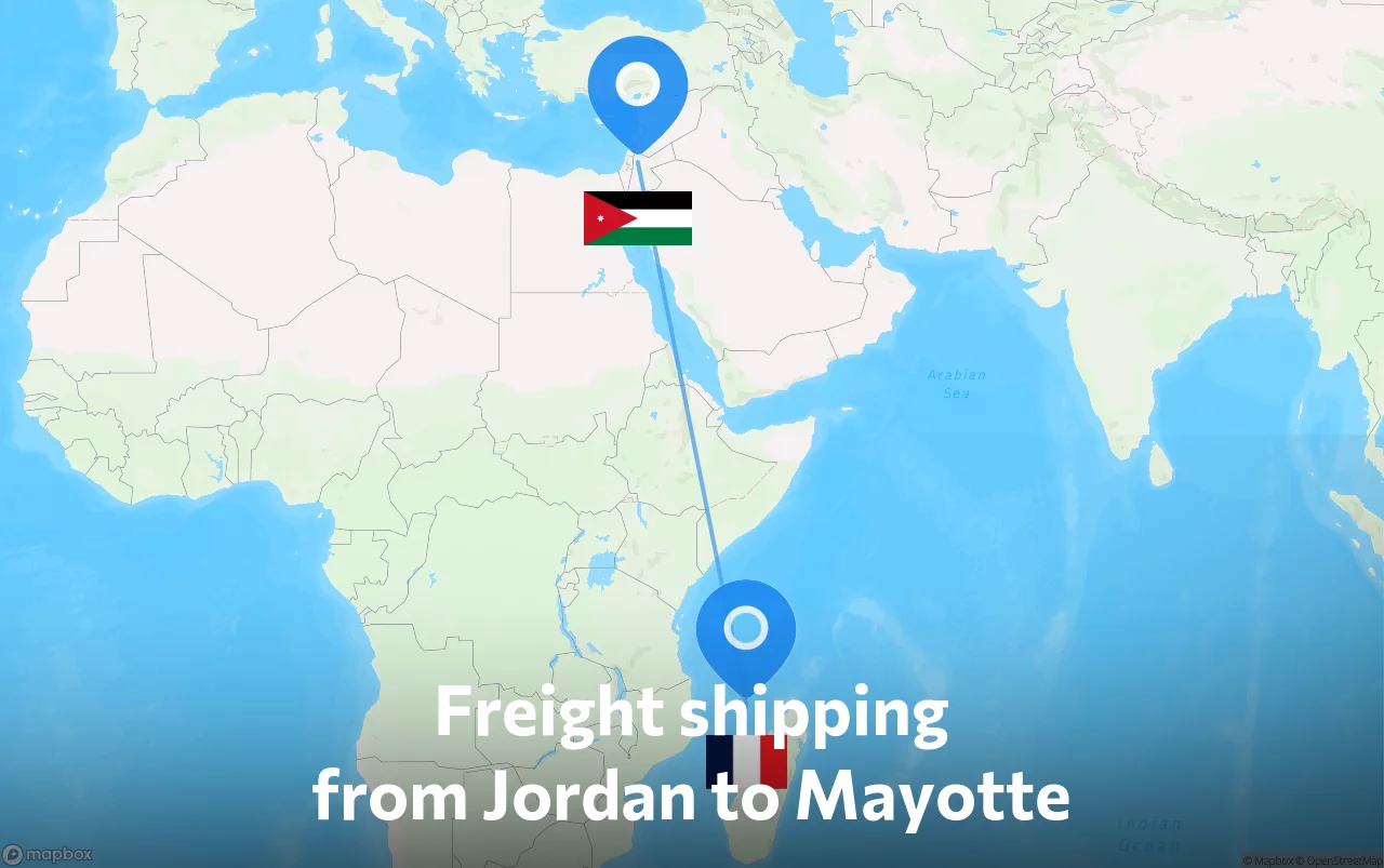 Shipping route from Jordan to Mayotte