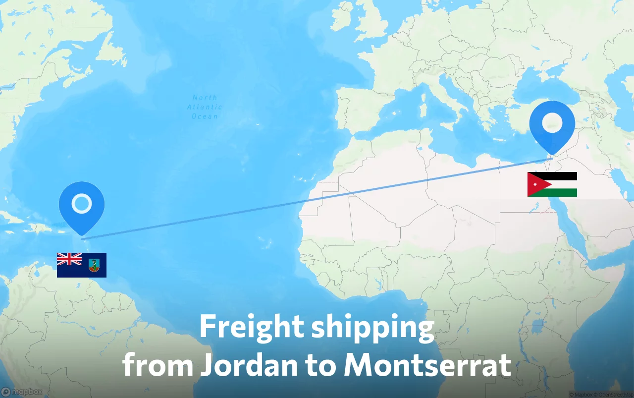 Shipping route from Jordan to Montserrat