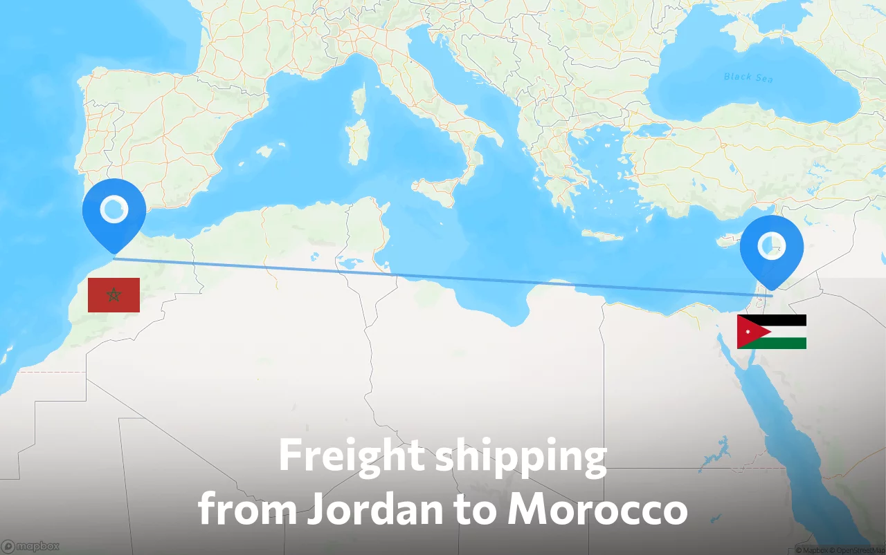 Shipping route from Jordan to Morocco