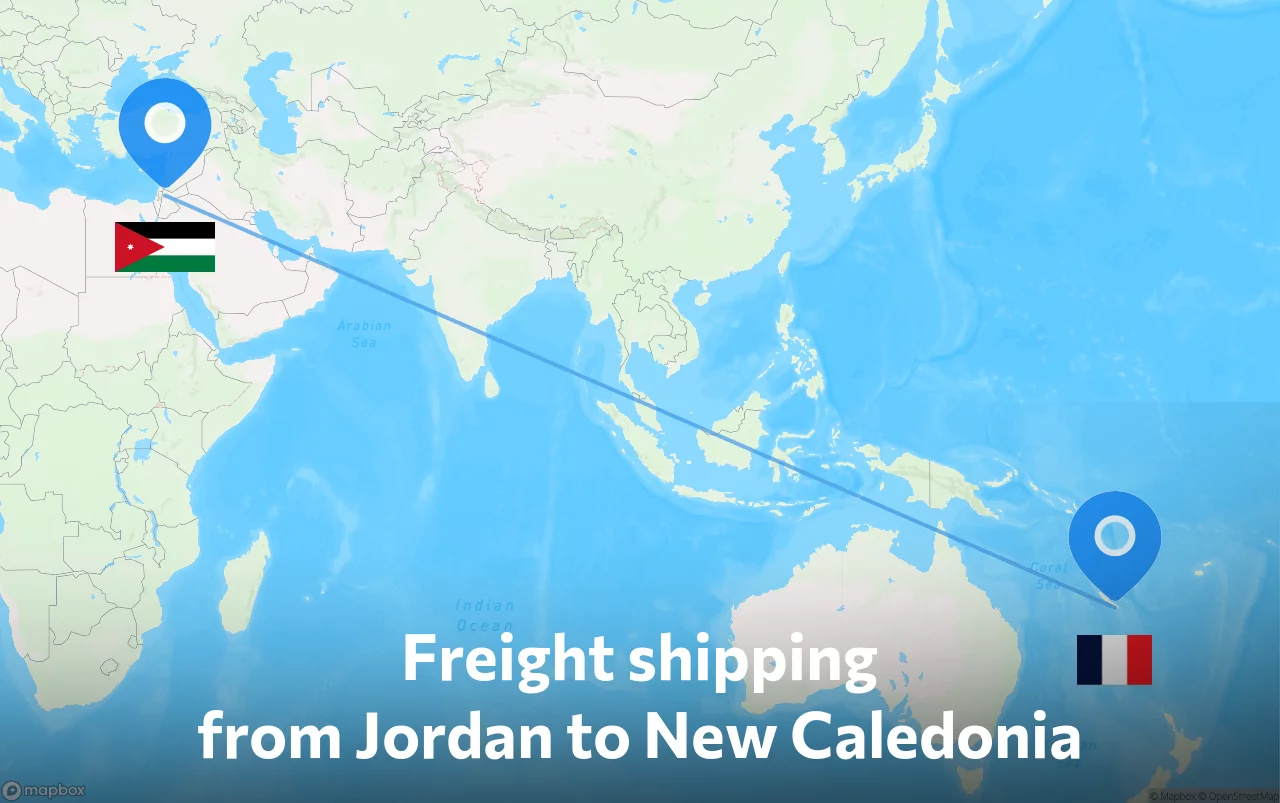 Shipping route from Jordan to New Caledonia
