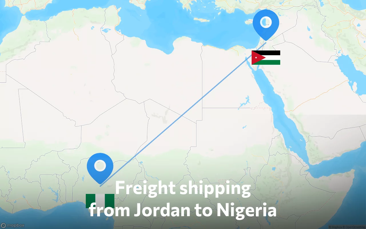Shipping route from Jordan to Nigeria