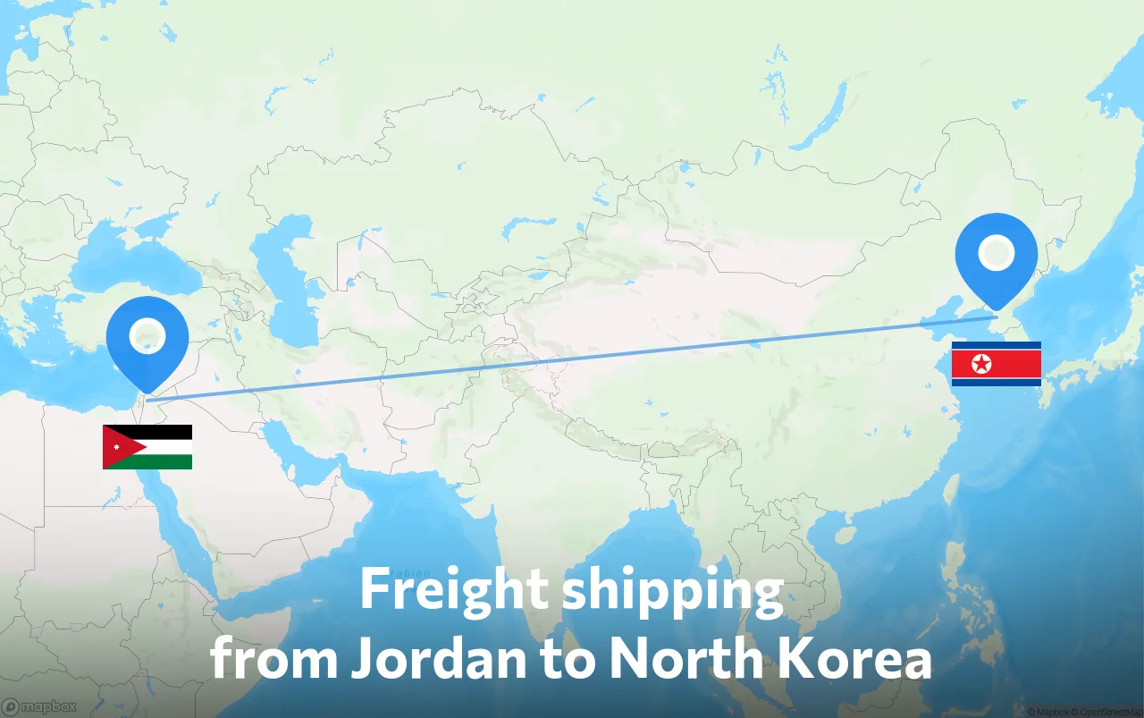 Shipping route from Jordan to North Korea