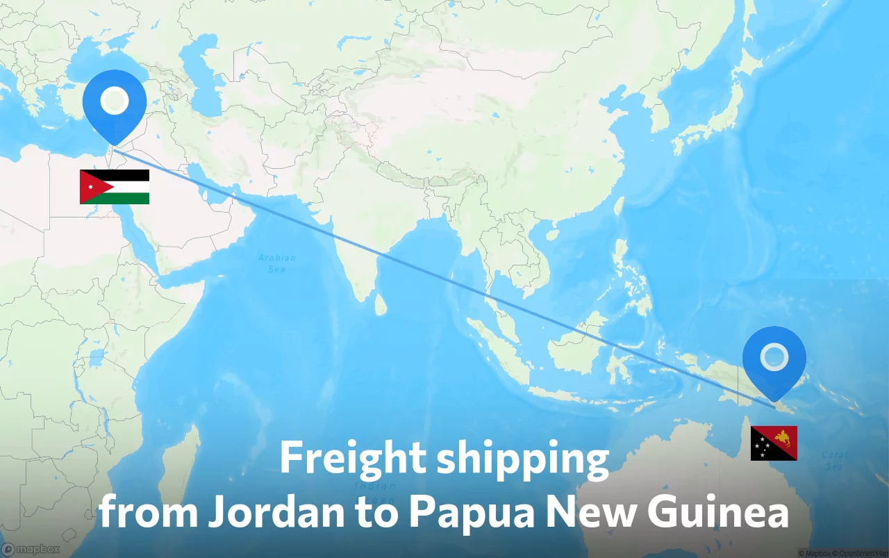 Shipping route from Jordan to Papua New Guinea