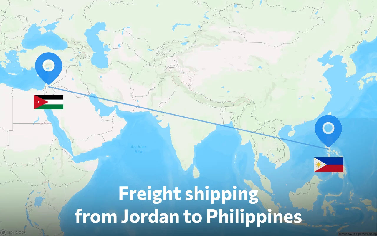 Shipping route from Jordan to Philippines