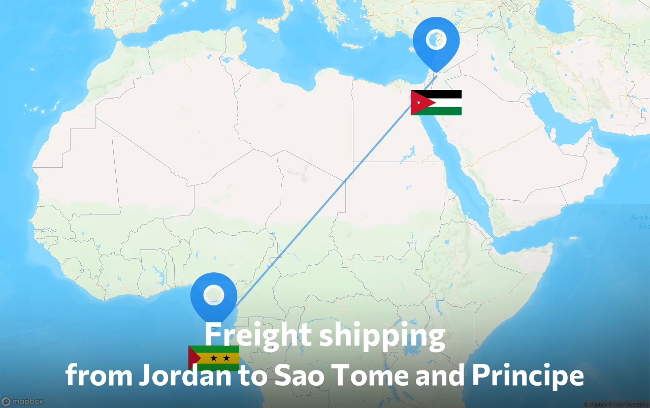 Shipping route from Jordan to Sao Tome and Principe