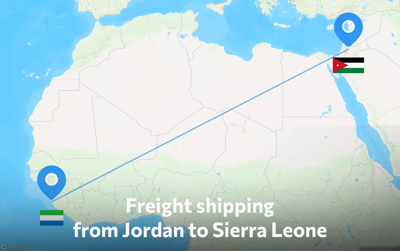 Shipping route from Jordan to Sierra Leone