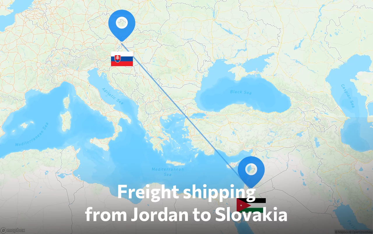 Shipping route from Jordan to Slovakia