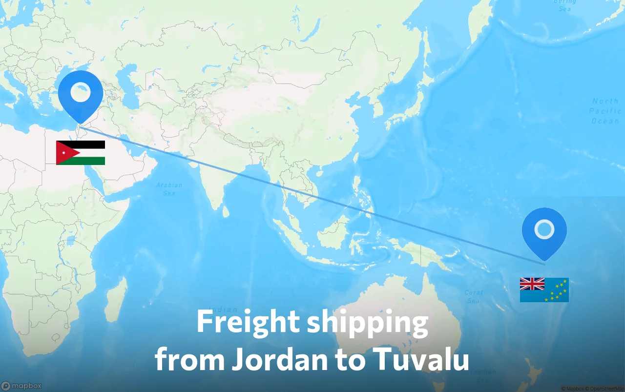 Shipping route from Jordan to Tuvalu
