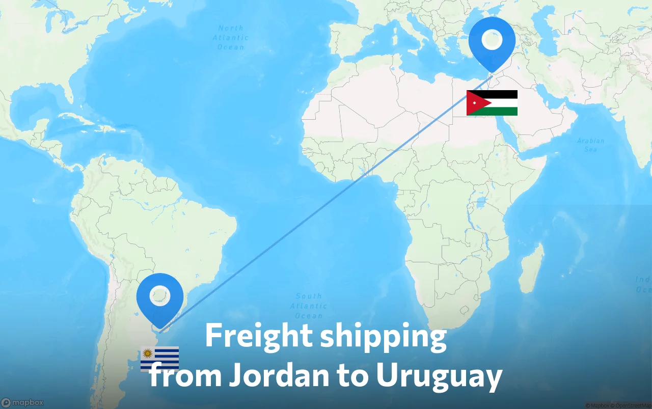 Shipping route from Jordan to Uruguay