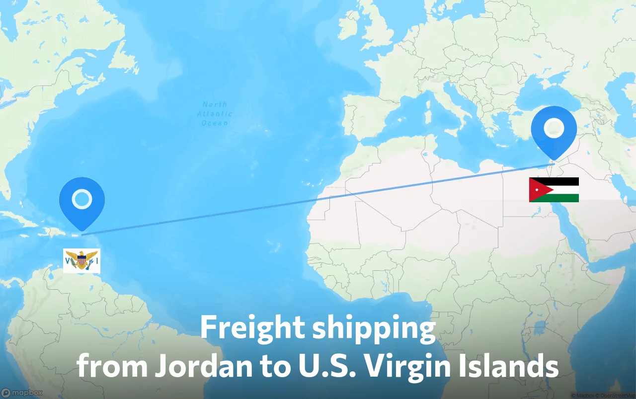 Shipping route from Jordan to U.S. Virgin Islands