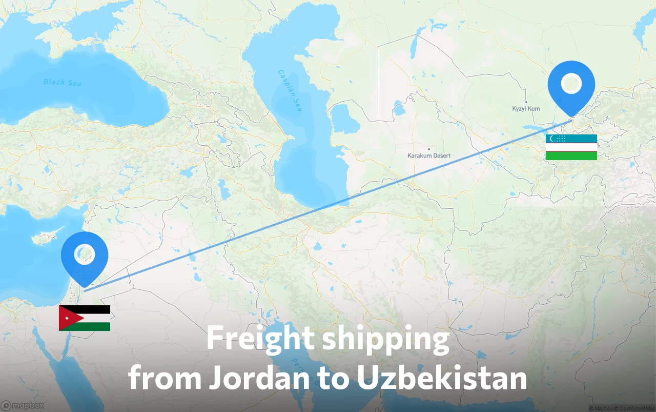 Shipping route from Jordan to Uzbekistan