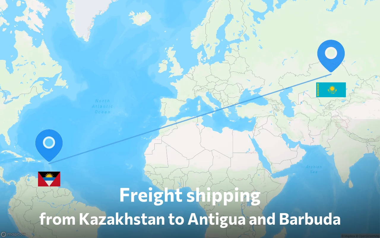 Shipping route from Kazakhstan to Antigua and Barbuda