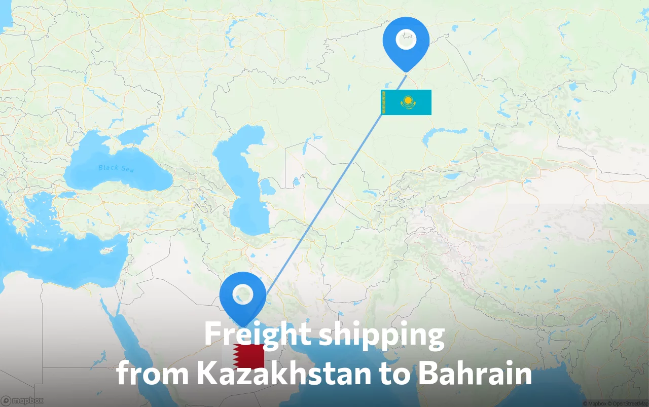 Shipping route from Kazakhstan to Bahrain