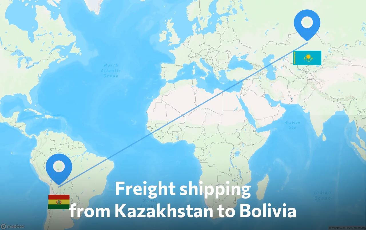 Shipping route from Kazakhstan to Bolivia