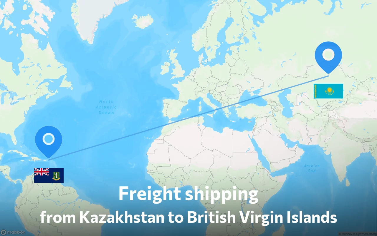Shipping route from Kazakhstan to British Virgin Islands