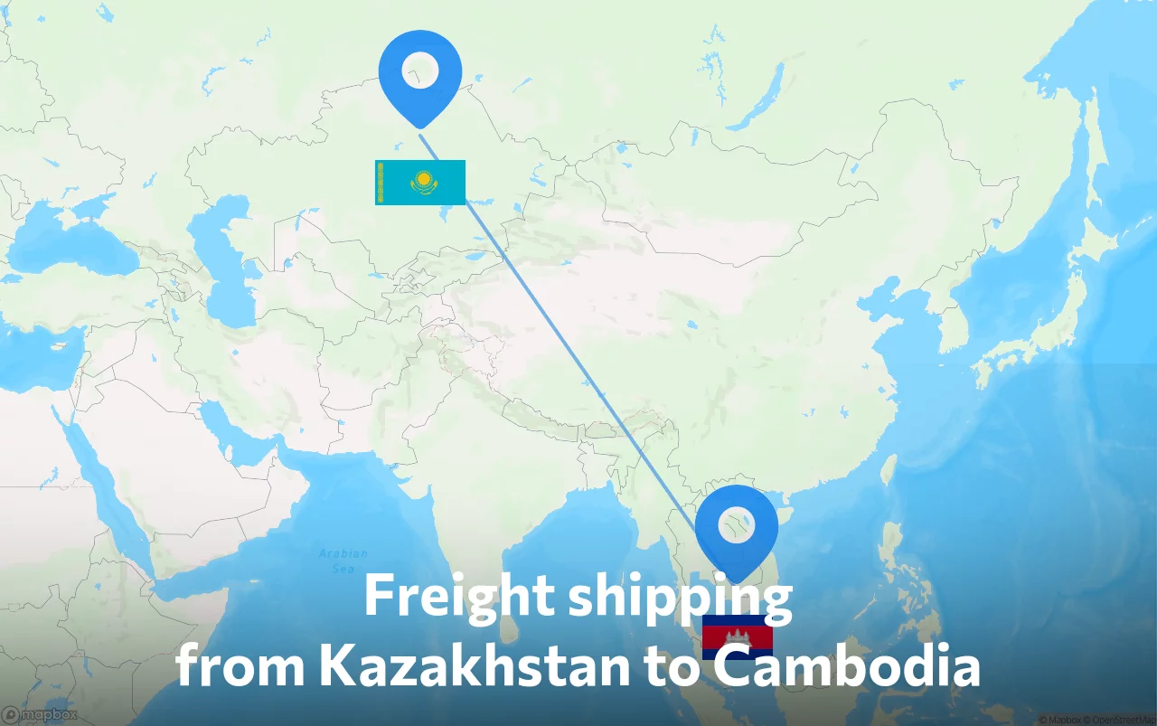 Shipping route from Kazakhstan to Cambodia