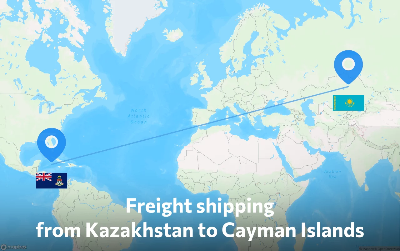 Shipping route from Kazakhstan to Cayman Islands