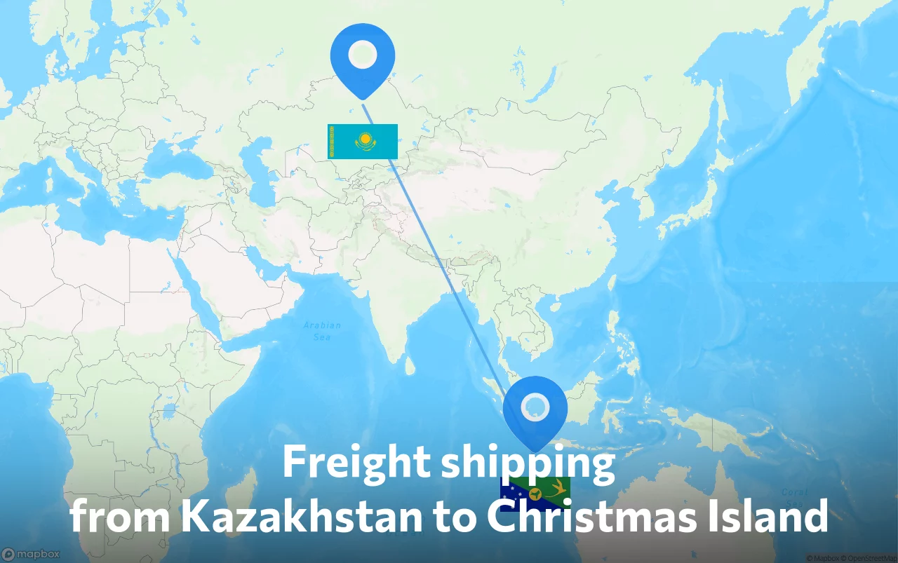 Shipping route from Kazakhstan to Christmas Island