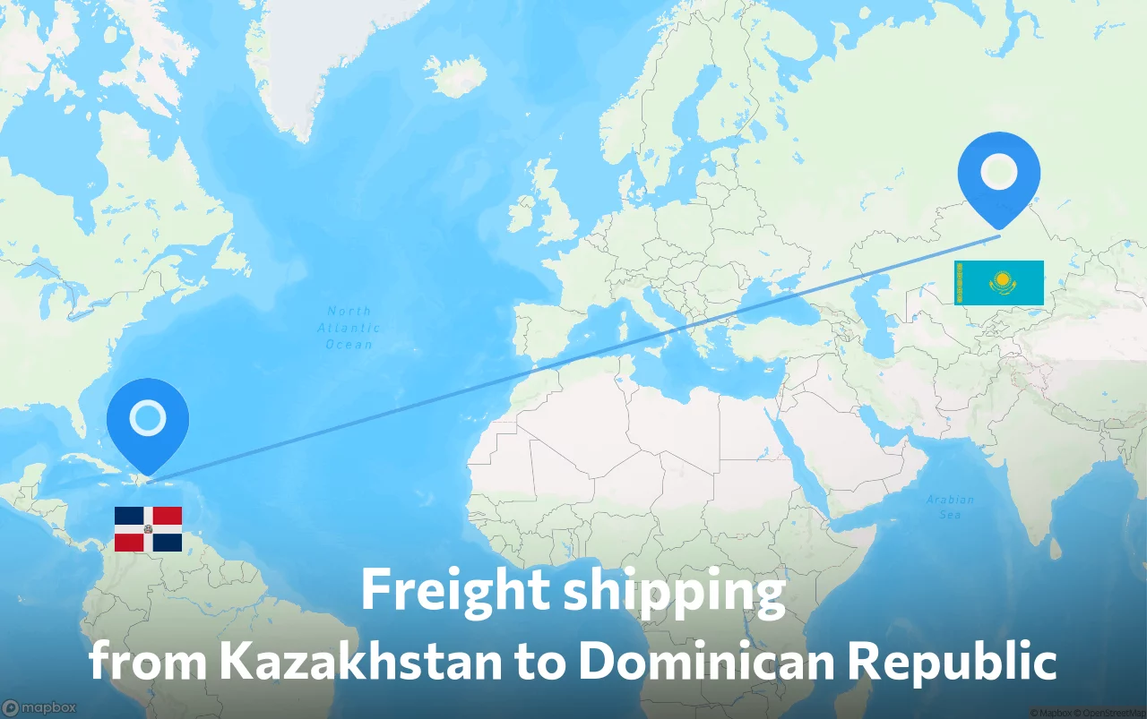 Shipping route from Kazakhstan to Dominican Republic