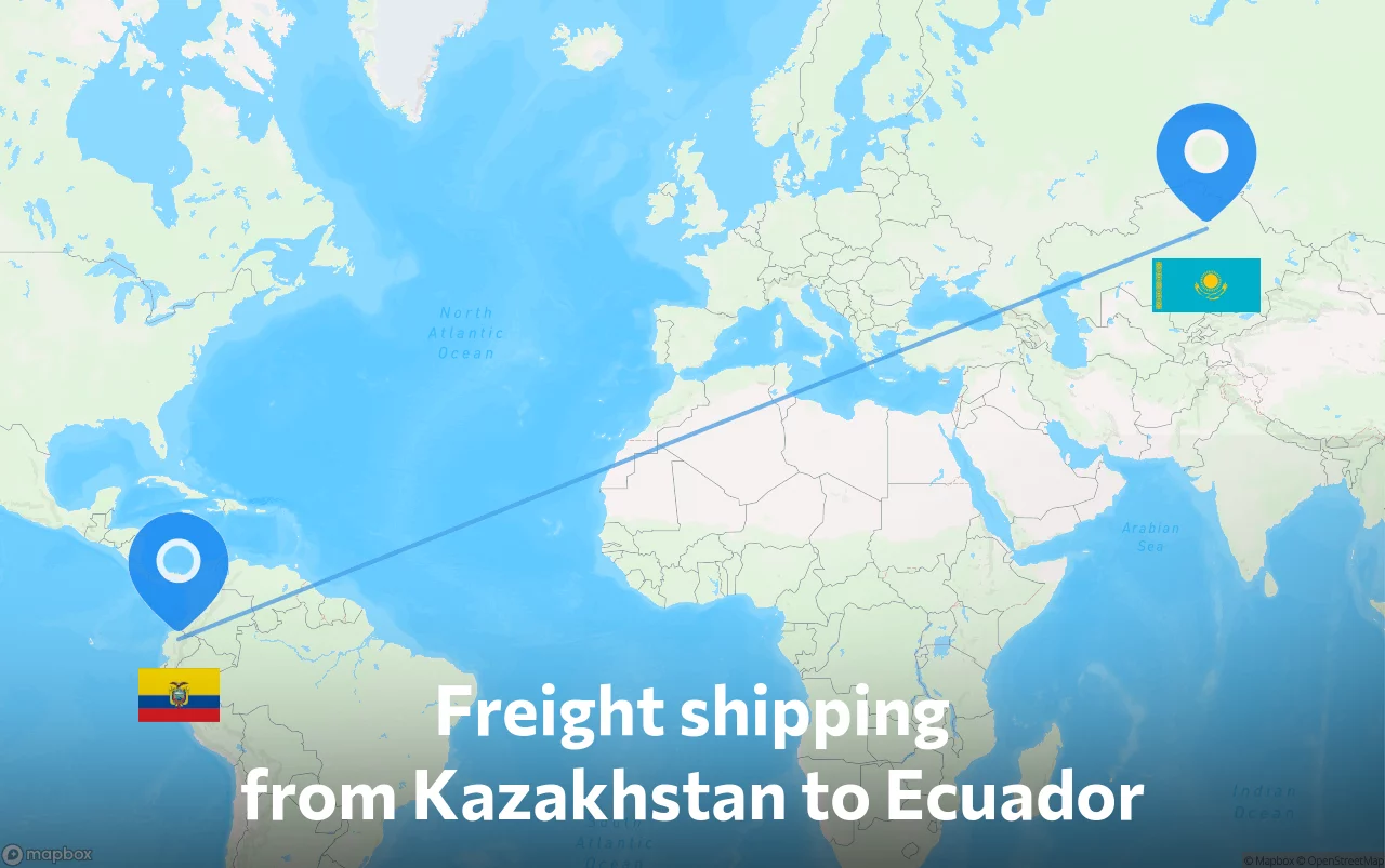 Shipping route from Kazakhstan to Ecuador