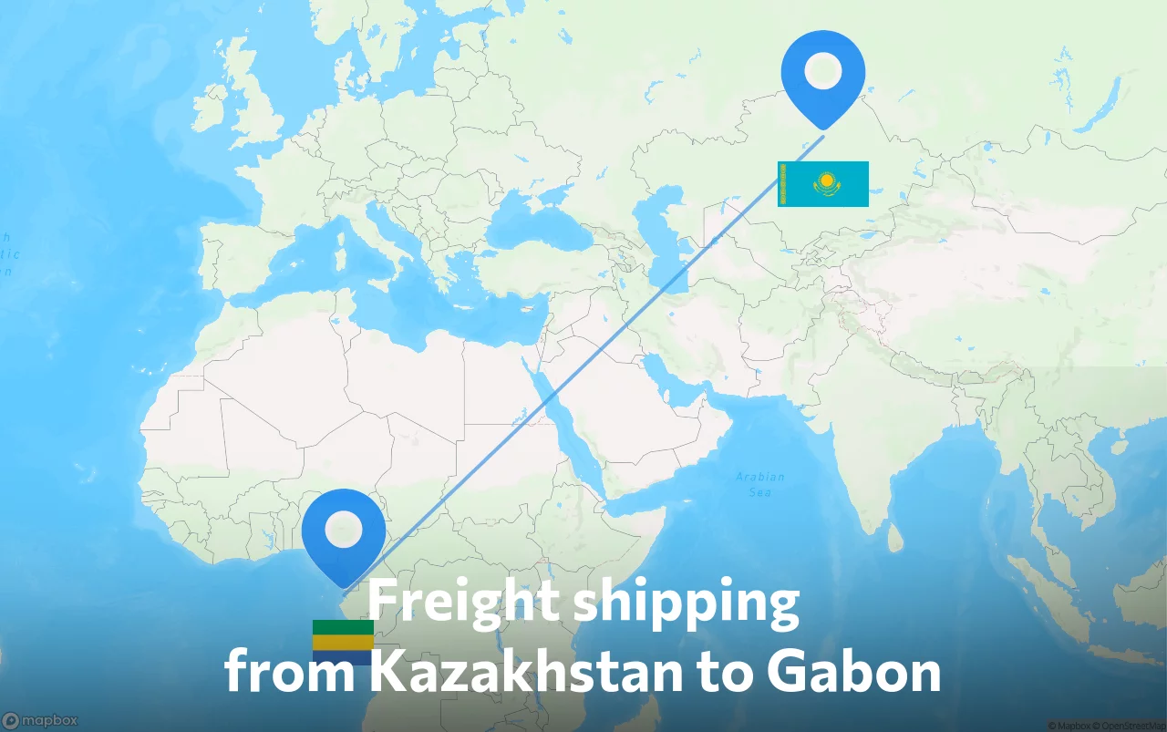 Shipping route from Kazakhstan to Gabon